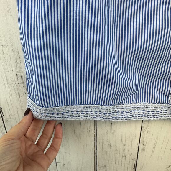 Gretchen Scott Blue/White Seersucker Odessa Tassel Tunic Shift Dress Size Small - Picture 5 of 13